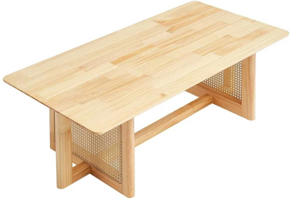 TV staliukas Stačiakampis rotango kavos staliukas, 1200x600mm, natūralios gumos medienos staliukas svetinei, bohemikos stiliaus žemas staliukas, svetinės baldai, dekoratyvinis staliukas