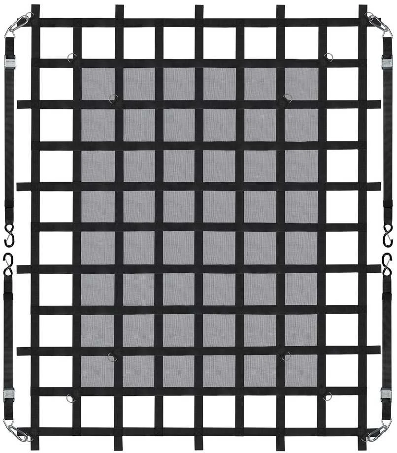 Tvirtas krovininis tinklas 1830 x 1450 mm, su reguliuojamomis sagtimis ir S-kabliais, sunkvežimio krovinių platformai