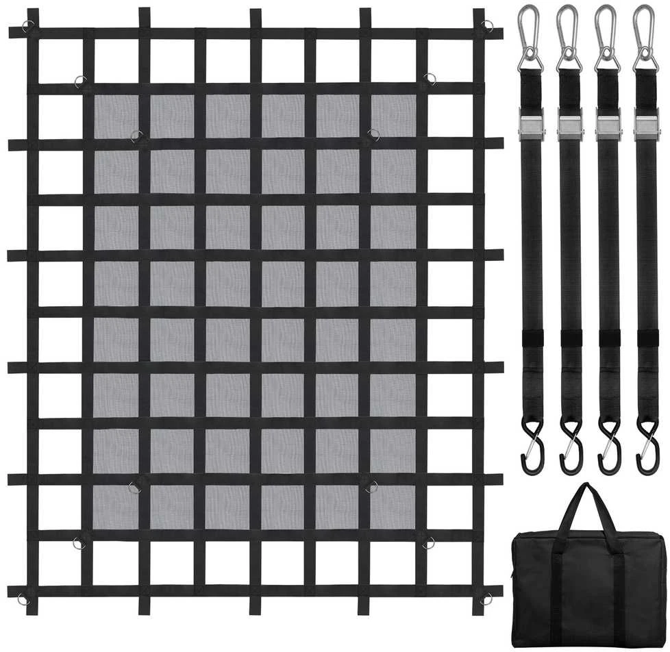 Tvirtas krovininis tinklas 1830 x 1450 mm, su reguliuojamomis sagtimis ir S-kabliais, sunkvežimio krovinių platformai