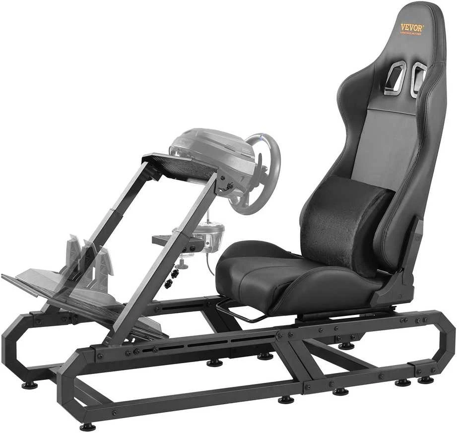 Tvirtas lenktynių vairo stovas Logitech G923 G920 G29, reguliuojamas kokpitas su sėdyne, 150 kg, trikampio dizainas, simuliatoriaus stovas su pedalų ir sėdynės reguliav