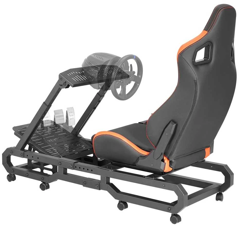 Tvirtas lenktynių vairo stovas, skirtas Logitech G923 G920 G29, reguliuojamo aukščio ir kampo, suderinamas su keliais prekių ženklais, lenktynių simuliatoriaus kabina