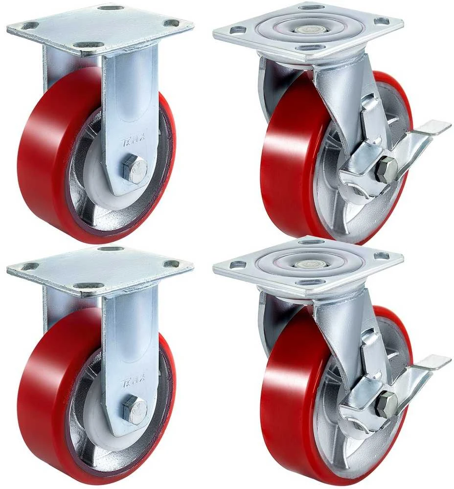 VEVOR 4 ratų 6 x 5 cm ritinėliai su stabdžiu