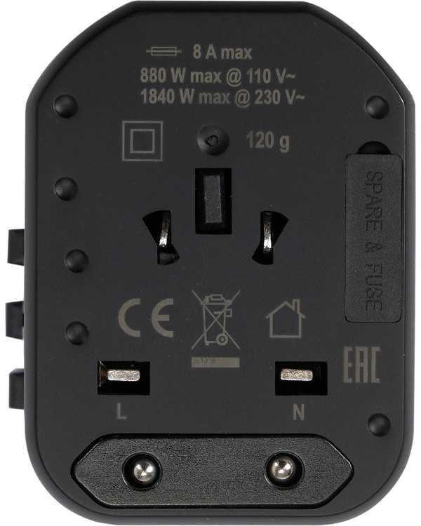 Universalus kelioninis adapteris, skirtas daugiau nei 150 šalių, su USB įkrovikliu