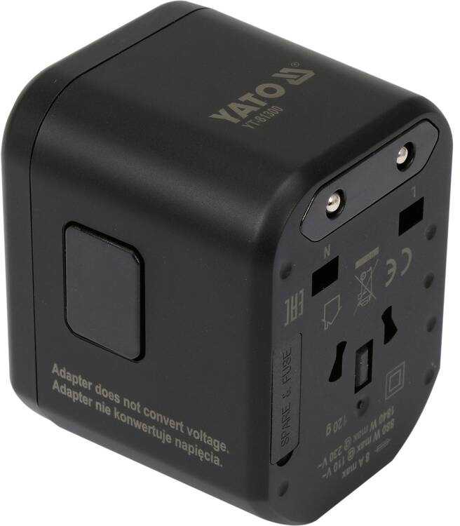 Universalus kelioninis adapteris, skirtas daugiau nei 150 šalių, su USB įkrovikliu