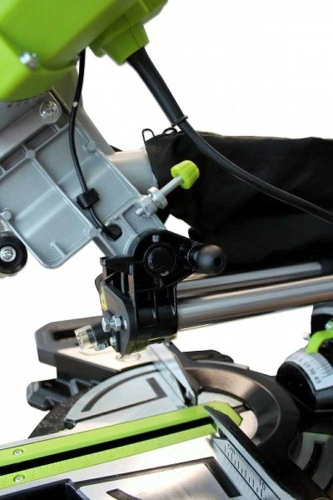 Zipper Maschinen Universalus skersavimo pjūklas, dviejų greičių, su lazeriniu gidu, medienai, plastikui, aliuminiui ir variui pjauti, 210mm slankiojantis skersavimo pjūklas