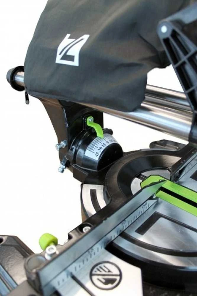 Zipper Maschinen Universalus skersavimo pjūklas, dviejų greičių, su lazeriniu gidu, medienai, plastikui, aliuminiui ir variui pjauti, 210mm slankiojantis skersavimo pjūklas