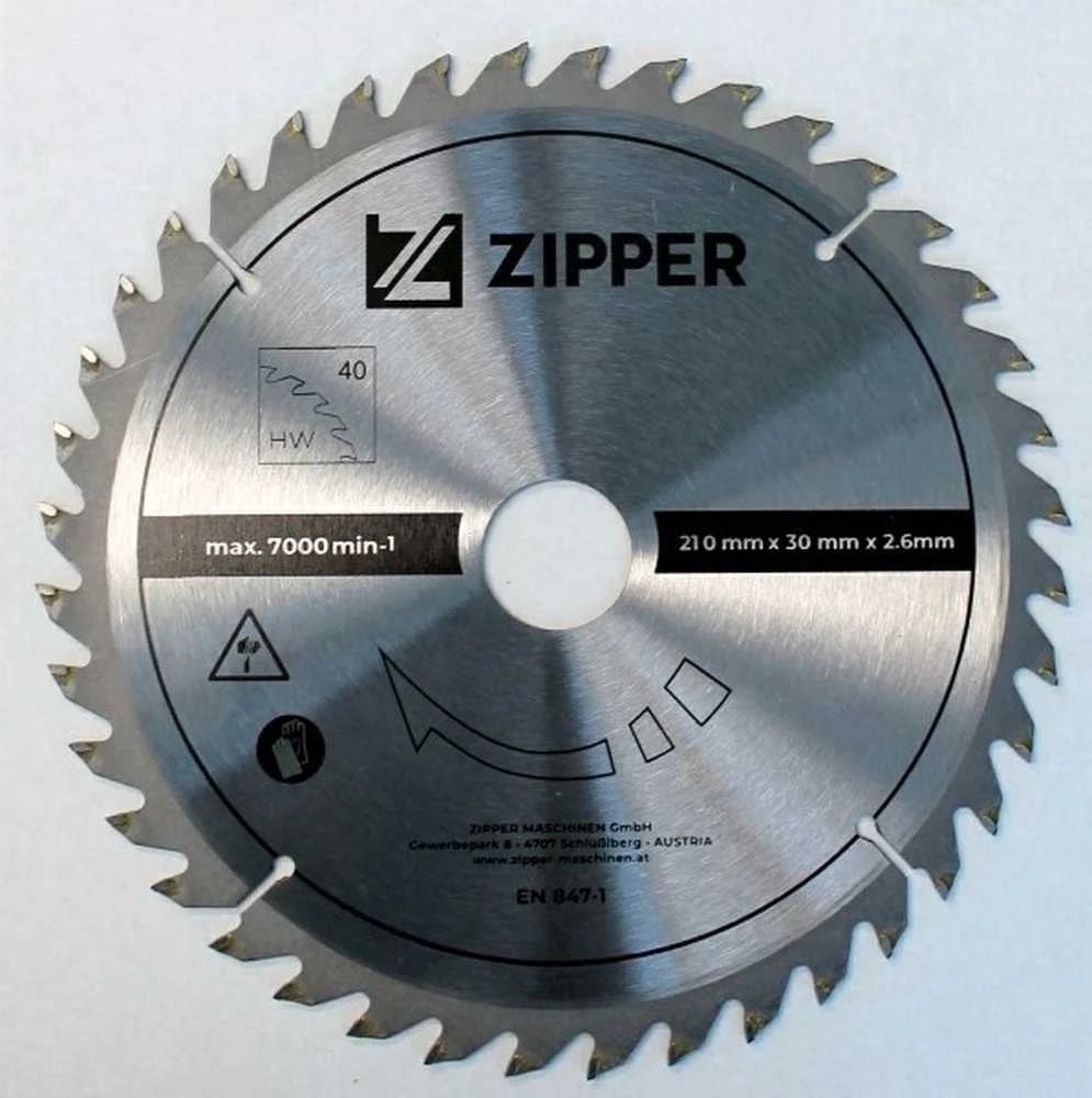 Zipper Maschinen Universalus skersavimo pjūklas, dviejų greičių, su lazeriniu gidu, medienai, plastikui, aliuminiui ir variui pjauti, 210mm slankiojantis skersavimo pjūklas