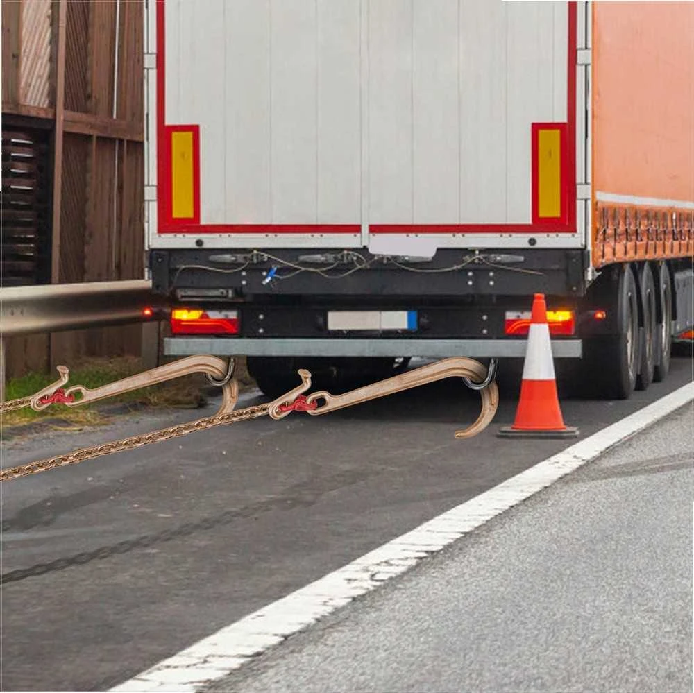 V formos vilkimo grandinė, 8 mm x 60 cm, 80 klasė, 4898 kg trūkimo jėga, su TJ ir sutrumpinimo kabliais, sunkiasvorė transportavimo grandinė, vilkimo jungtis automobiliams