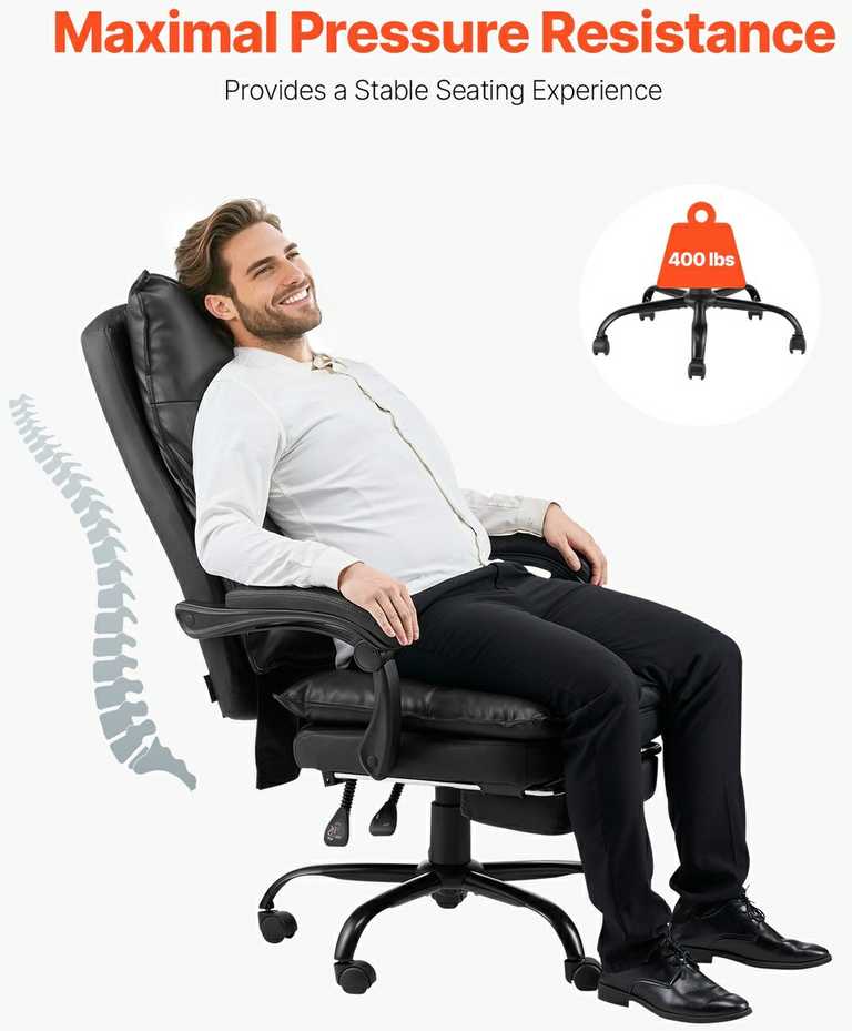 Vadovo biuro kėdė su pakoju, aukšta nugaros atrama, reguliuojama juosmens pagalvė, juoda ergonominė stalo kėdė