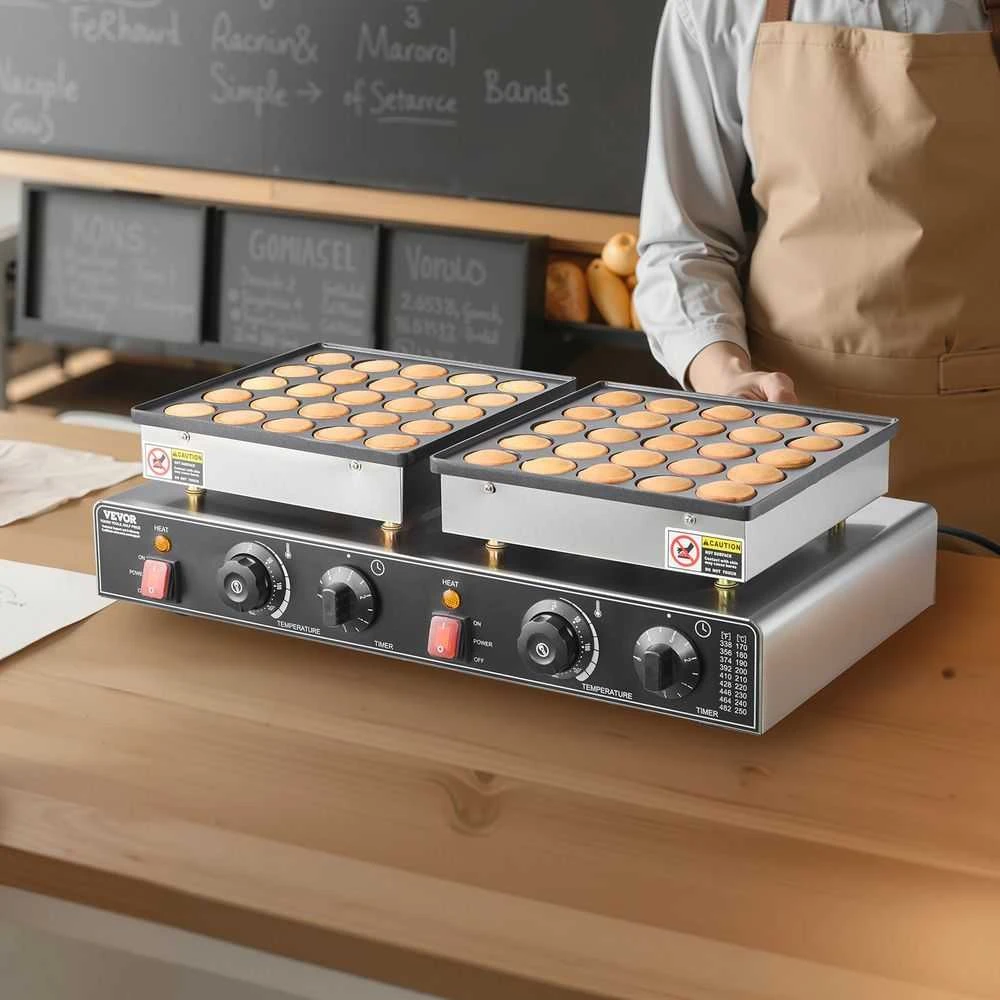 Vaflinė Mini olandų blynelių keptuvė, nelipni Dorayaki kepyklėlė, 1800W elektrinė Poffertjes keptuvė, dviguba temperatūros kontrolė, restoranui, virtuvei, pusryčiams, desertui