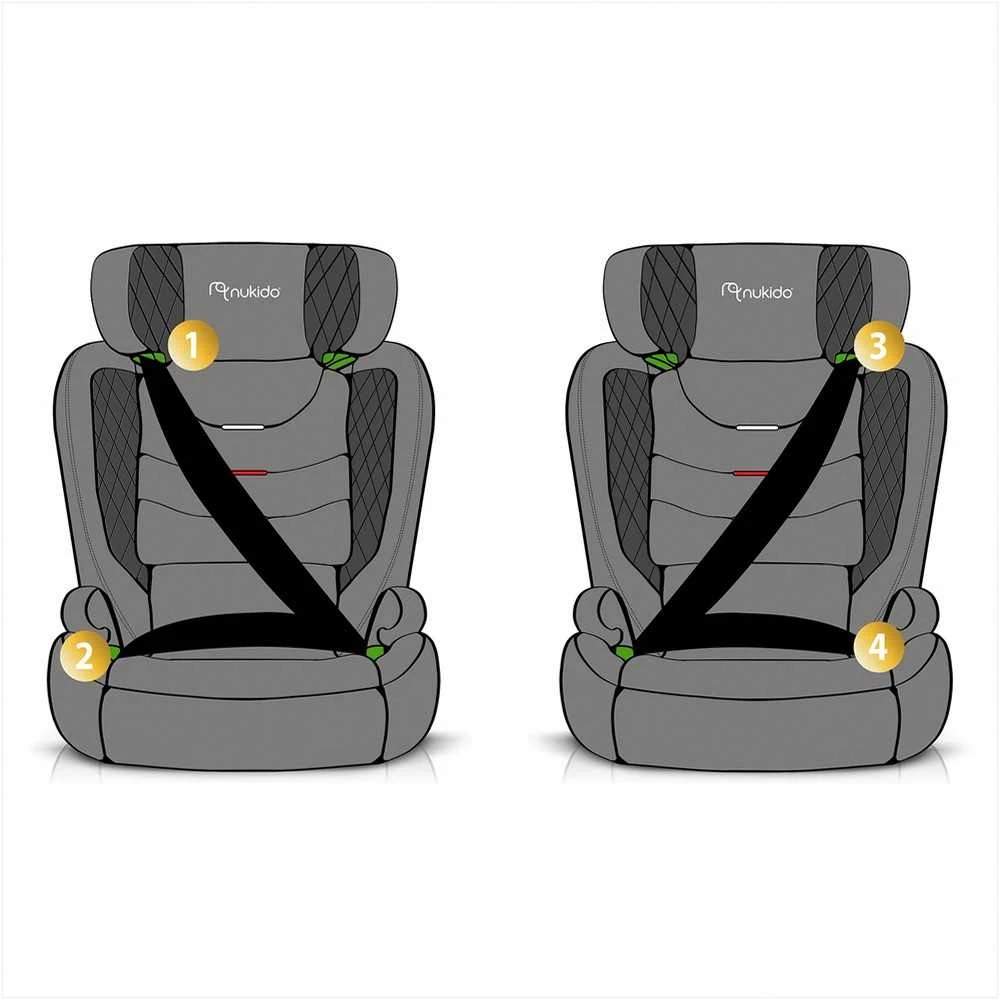 Nukido Vaikiška automobilinė kėdutė, 15-36 kg, su ISOFIX, reguliuojama galvos atrama, šoninė apsauga, 2-3 grupė, patogi kelioninė kėdutė