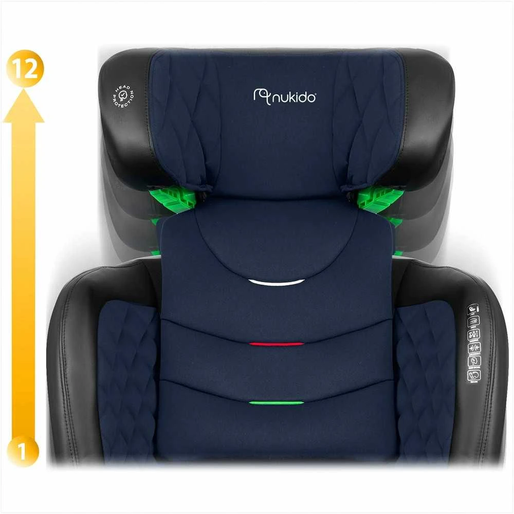 Nukido Vaikiška automobilinė kėdutė, 15-36 kg, su ISOFIX, reguliuojama galvos atrama, šoninė apsauga, 2-3 grupė, patogi kelioninė kėdutė