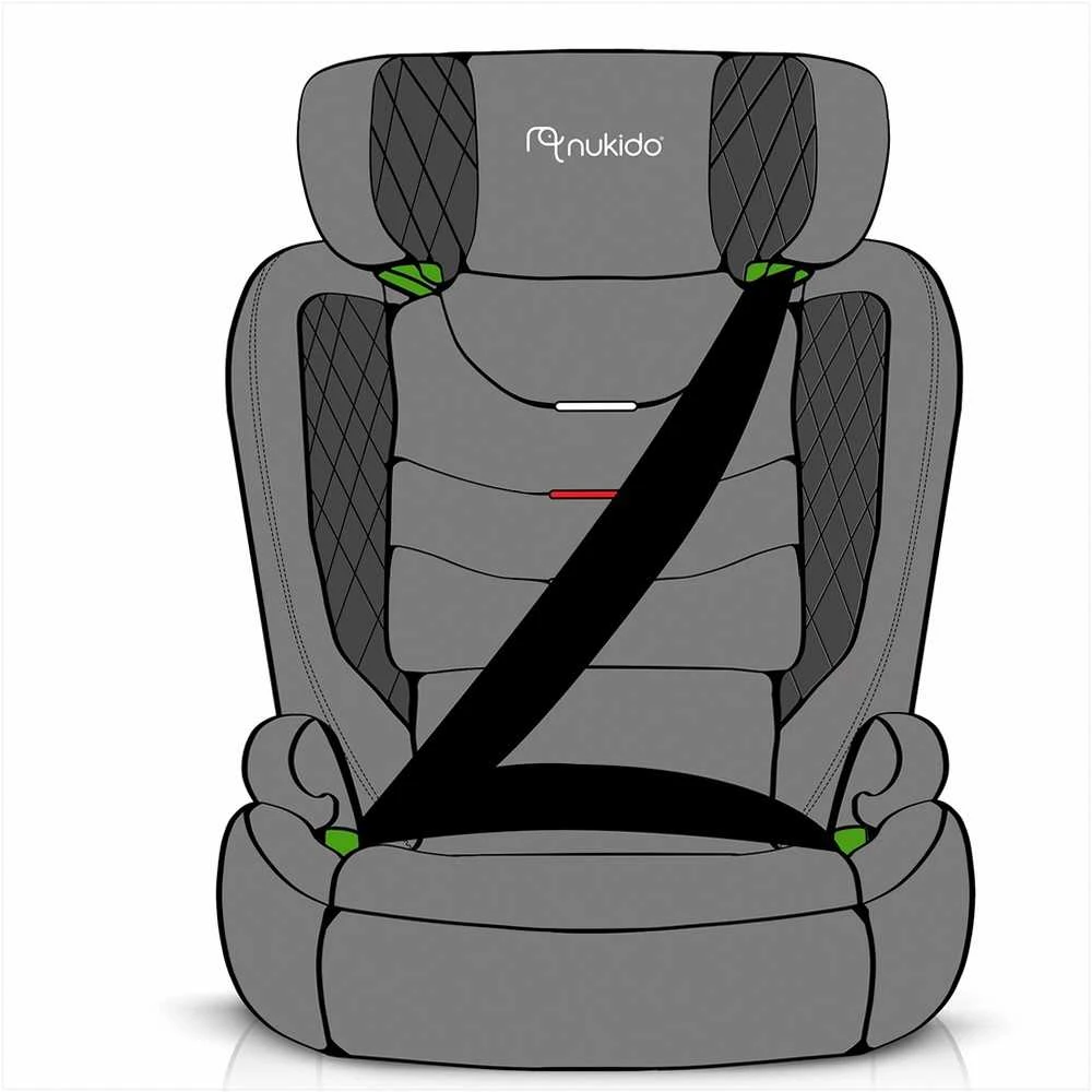 Nukido Vaikiška automobilinė kėdutė, 15-36 kg, su ISOFIX, reguliuojama galvos atrama, šoninė apsauga, 2-3 grupė, patogi kelioninė kėdutė