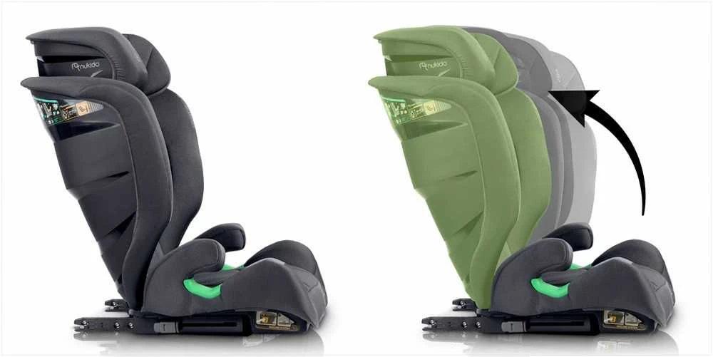 Nukido Vaikiška automobilinė kėdutė, su Isofix sistema, reguliuojama galvos atrama, šoninio smūgio apsauga, 15-36 kg, pilka automobilinė kėdutė vaikams, 2/3 grupės automobilinė kėdutė