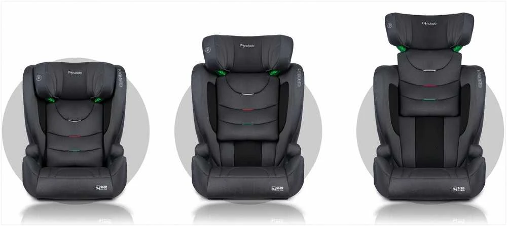 Nukido Vaikiška automobilinė kėdutė, su Isofix sistema, reguliuojama galvos atrama, šoninio smūgio apsauga, 15-36 kg, pilka automobilinė kėdutė vaikams, 2/3 grupės automobilinė kėdutė