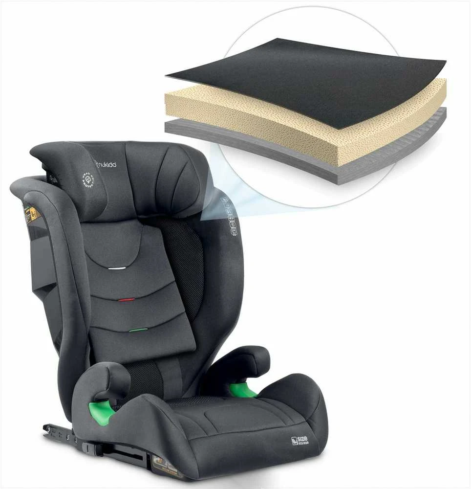 Nukido Vaikiška automobilinė kėdutė, su Isofix sistema, reguliuojama galvos atrama, šoninio smūgio apsauga, 15-36 kg, pilka automobilinė kėdutė vaikams, 2/3 grupės automobilinė kėdutė