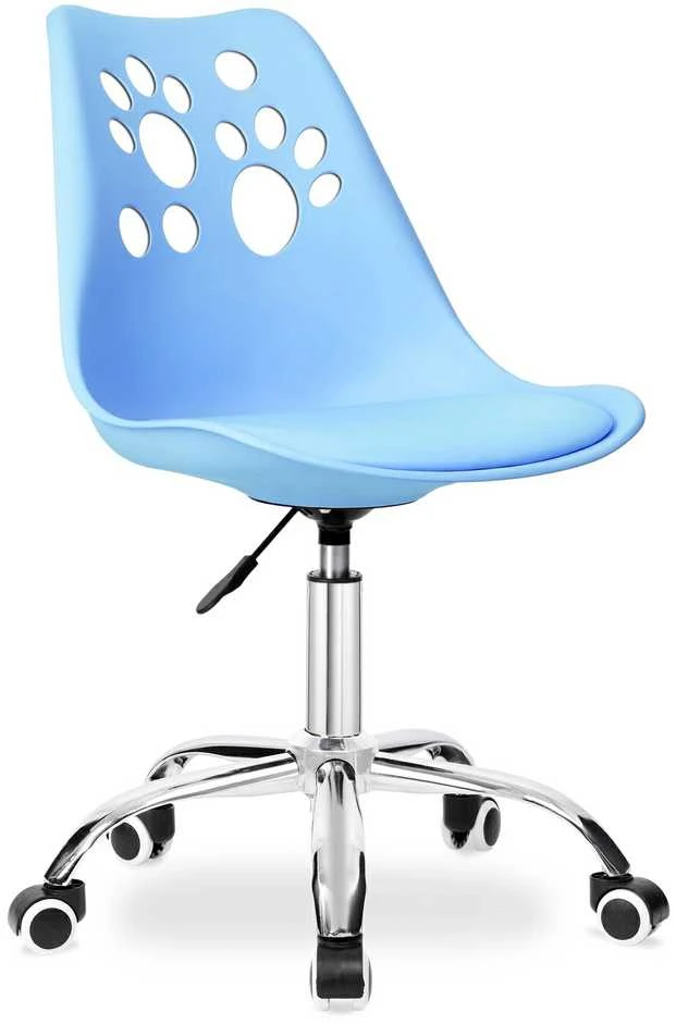 Vaikiška pasukama kėdė su ratukais, ergonominė, mėlyna, biuro, kambario, reguliuojama, mokyklinuko