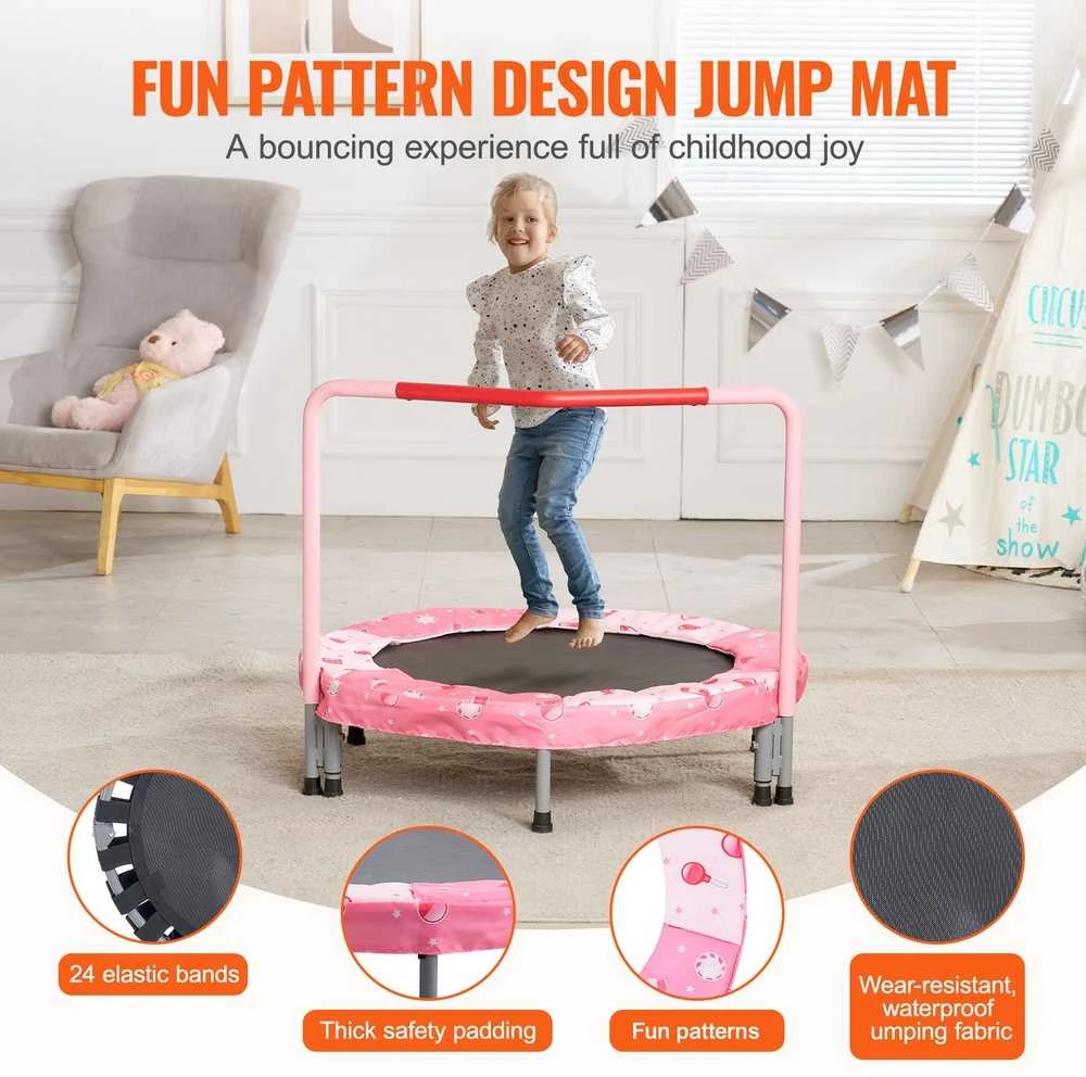 Vaikiškas batutas, sulankstomas mini batutas, lauko/vidaus, 95.5 cm, mažyliams, šokinėjimo priemonė, žaidimų aikštelė