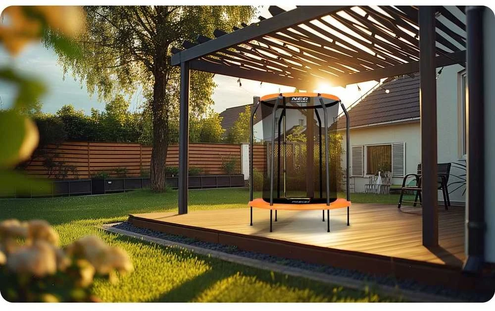 Vaikiškas lauko batutas su apsauginiu tinklu, 152 cm, sodo batutas vaikams, mažas batutas vaikams