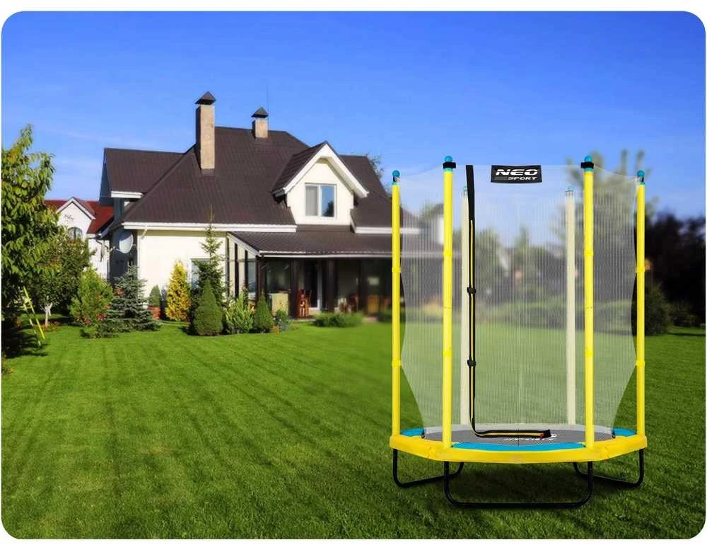 Vaikiškas sodo trampolinas 140 cm, su apsauginiu tinklu, lauko trampolinas vaikams, mažas trampolinas, šokinėjimo trampolinas