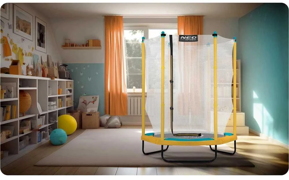 Vaikiškas sodo trampolinas 140 cm, su apsauginiu tinklu, lauko trampolinas vaikams, mažas trampolinas, šokinėjimo trampolinas