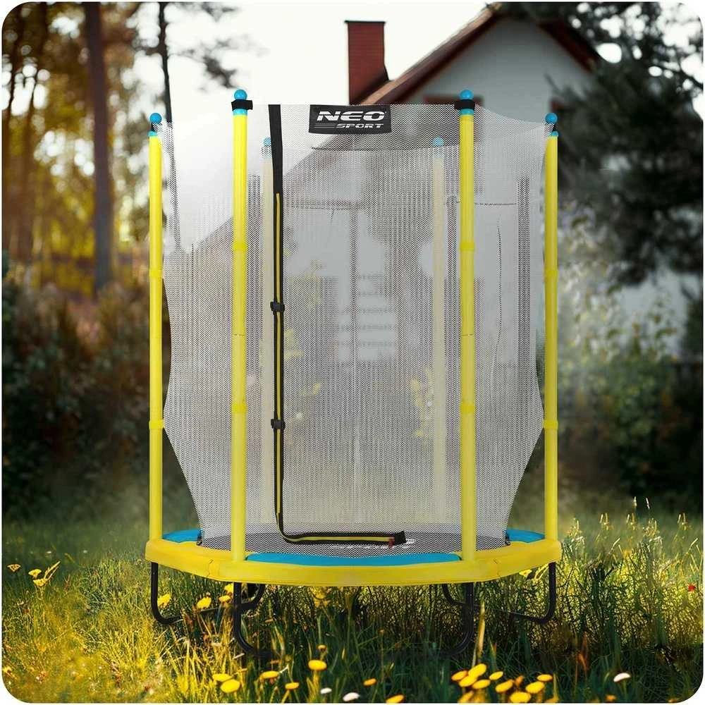 Vaikiškas sodo trampolinas 140 cm, su apsauginiu tinklu, lauko trampolinas vaikams, mažas trampolinas, šokinėjimo trampolinas