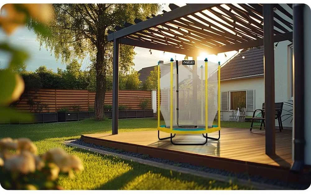 Vaikiškas sodo trampolinas 140 cm, su apsauginiu tinklu, lauko trampolinas vaikams, mažas trampolinas, šokinėjimo trampolinas