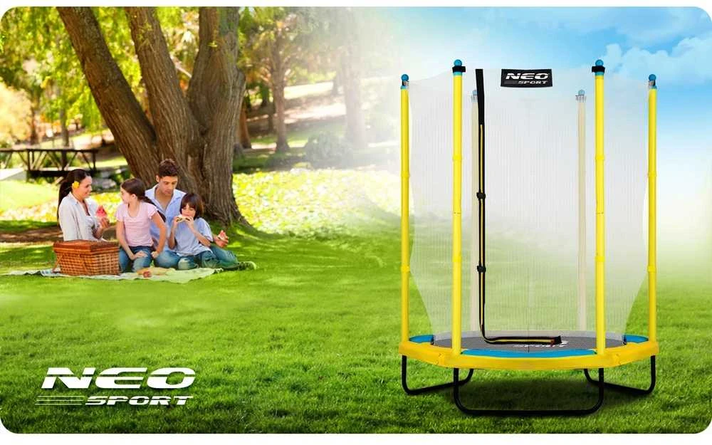 Vaikiškas sodo trampolinas 140 cm, su apsauginiu tinklu, lauko trampolinas vaikams, mažas trampolinas, šokinėjimo trampolinas