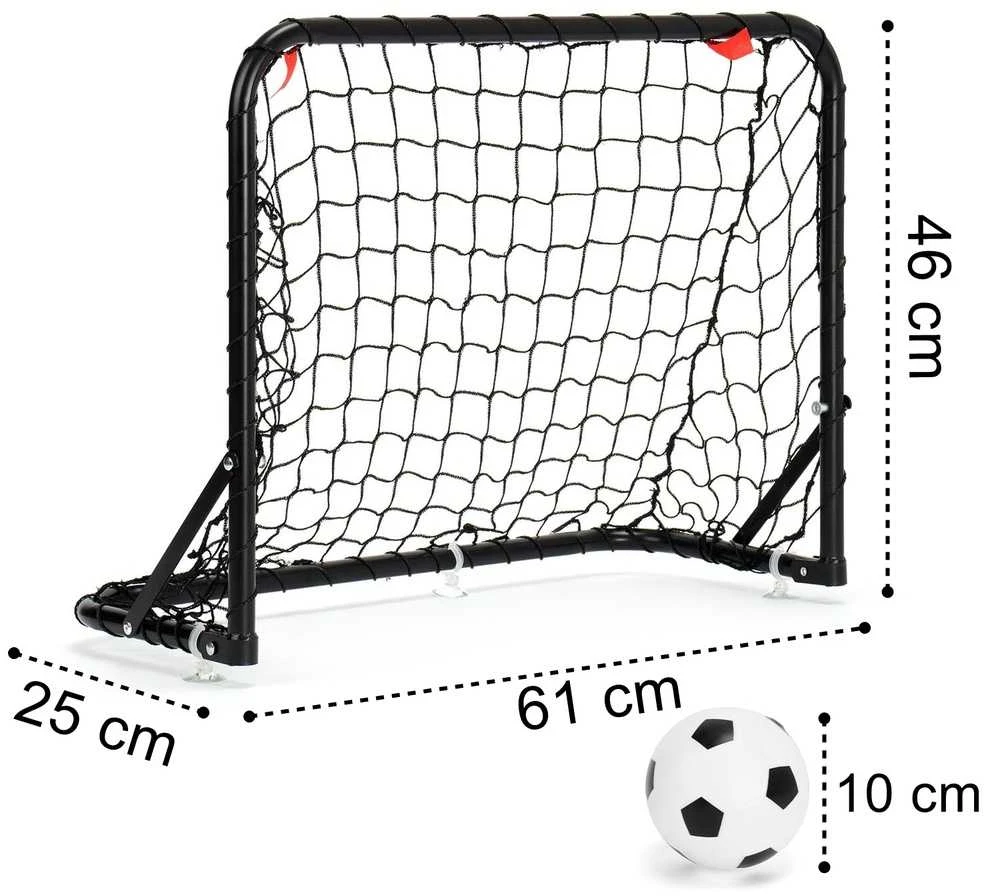 Vaikų futbolo vartai, 2 vnt., sulankstomi, plieniniai, juodi, nešiojami, mini futbolo vartai, treniruočių vartai