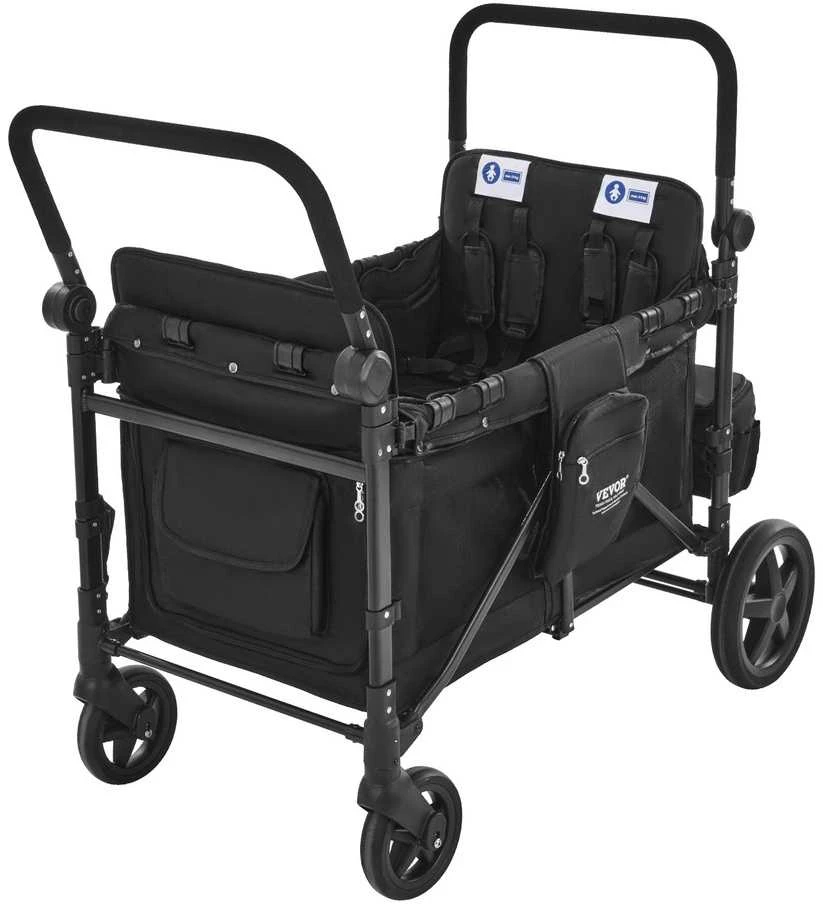 Vaikų vežimėlis 4 vaikams, sulankstomas stumiamas traukiamas vaikų vežimėlis, 150 kg talpos vaikų vežimėlis, daugiafunkcis vaikų vežimėlis, patvarus vaikų vežimėlis keliems vaikams