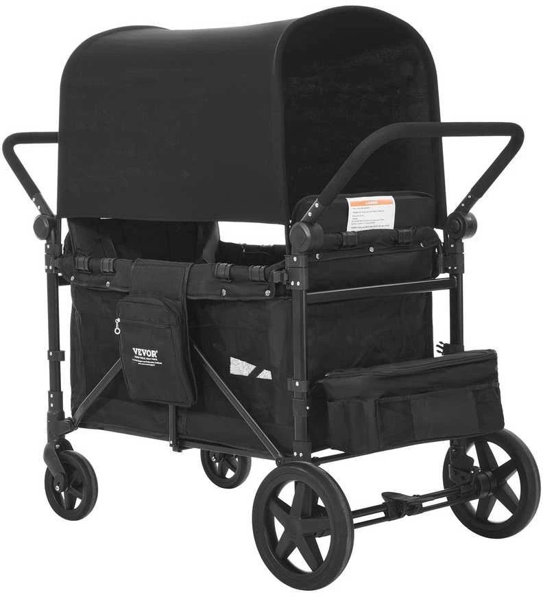 Vaikų vežimėlis 4 vaikams, sulankstomas stumiamas traukiamas vaikų vežimėlis, 150 kg talpos vaikų vežimėlis, daugiafunkcis vaikų vežimėlis, patvarus vaikų vežimėlis keliems vaikams