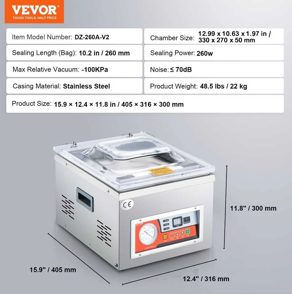 VEVOR Chamber vakuum pakavimo aparatas, 260W