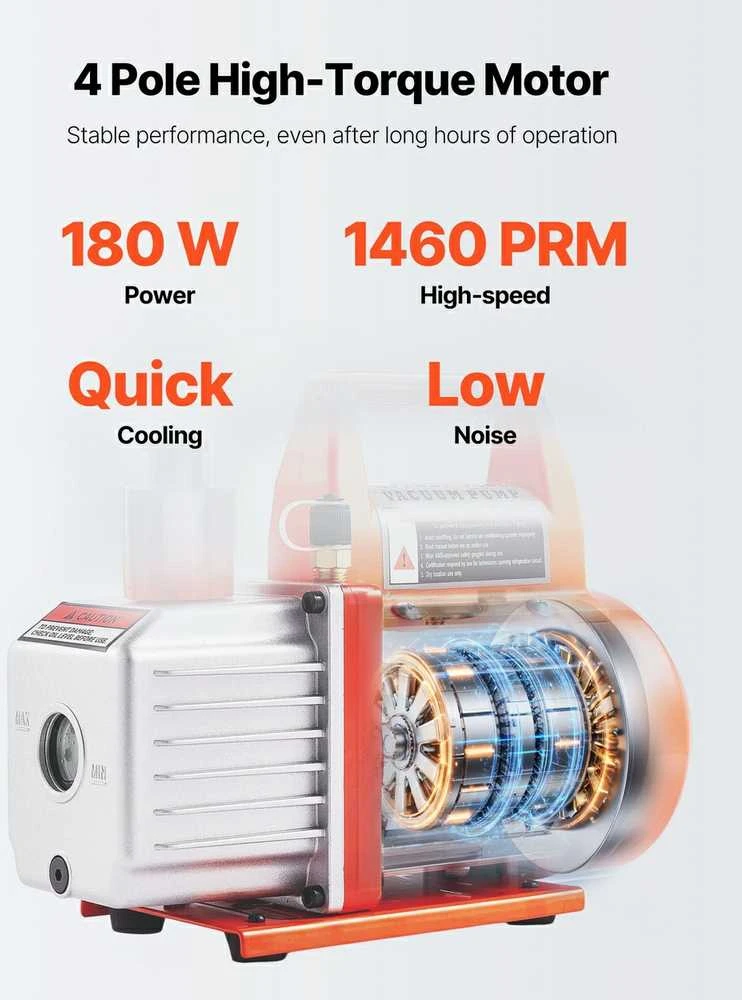 VEVOR 110 l/min vakuuminis siurblys su 11,36 l plienine kamera