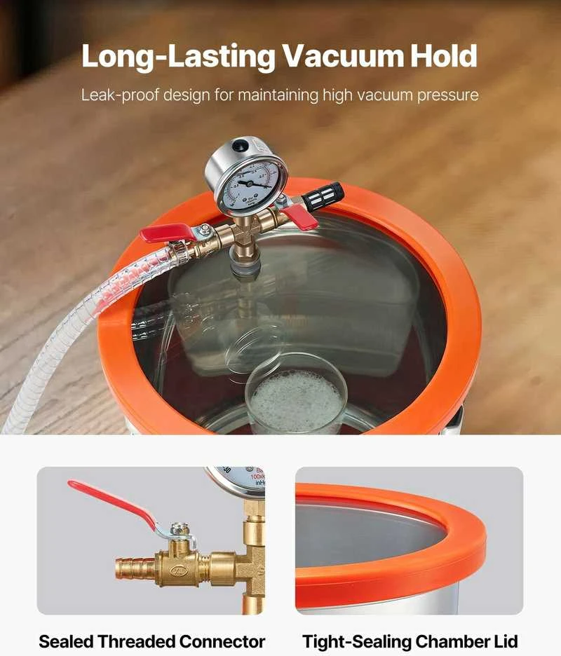 VEVOR 110 l/min vakuuminis siurblys su 11,36 l plienine kamera