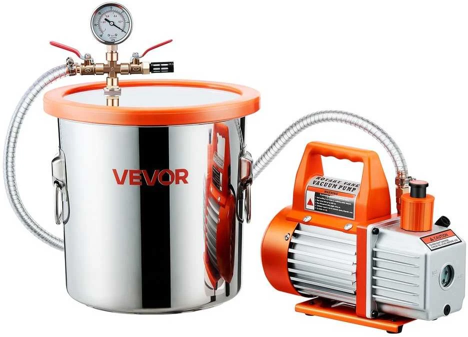 VEVOR 110 l/min vakuuminis siurblys su 11,36 l plienine kamera
