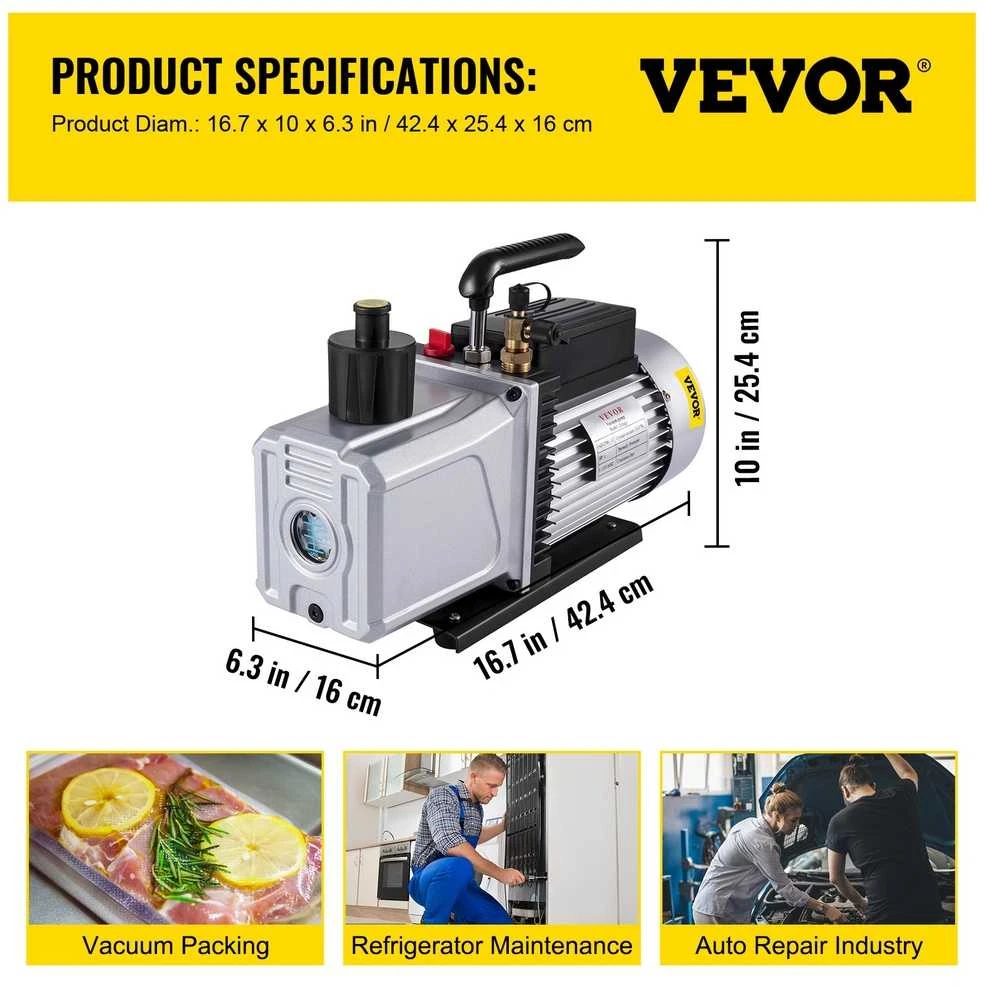 VEVOR Dvigubo veikimo vakuuminis siurblys 12CFM