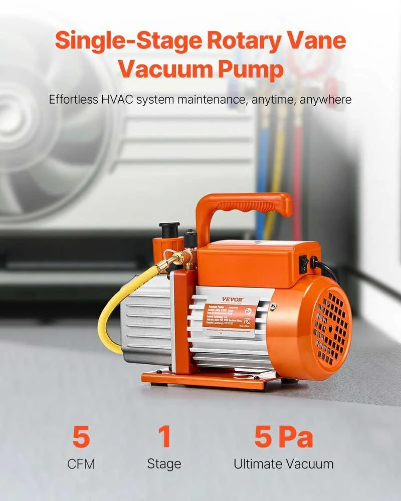 VEVOR 5 CFM vienpakopis rotacinis vakuuminis siurblys