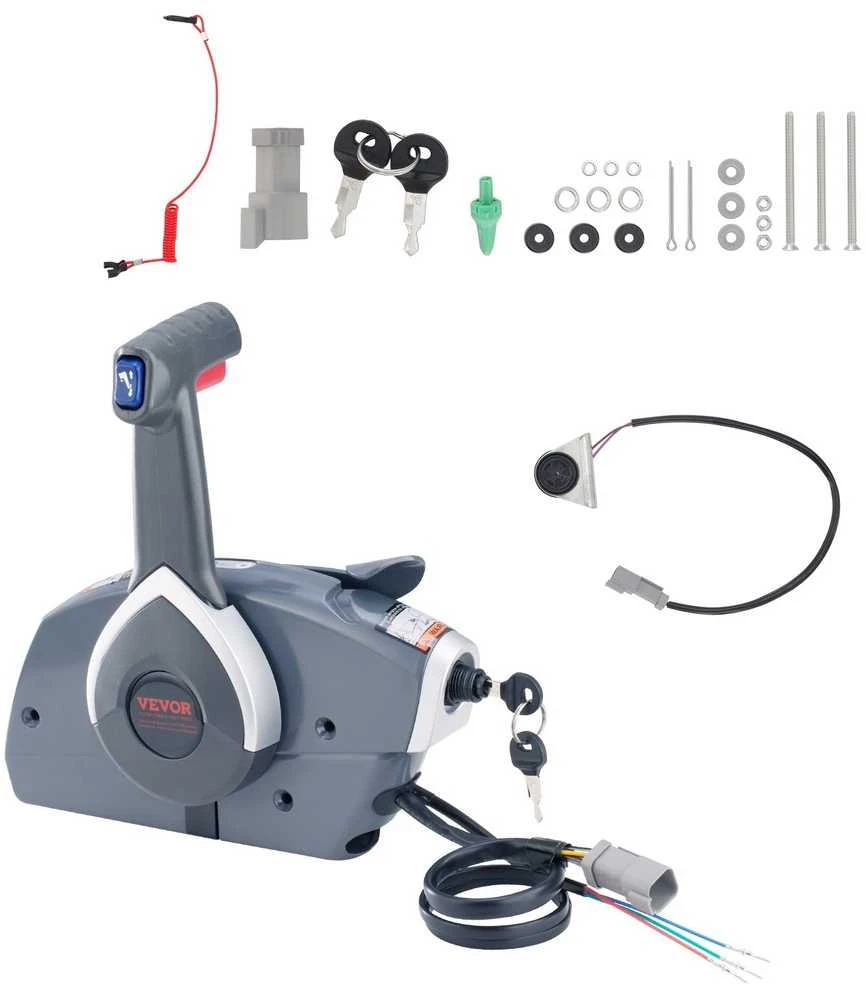 Valties variklio distancinis valdymas Evinrude Johnson, šoninis, su apdailos jungikliu, variklio valdymo dėžė, priekabos varikliui