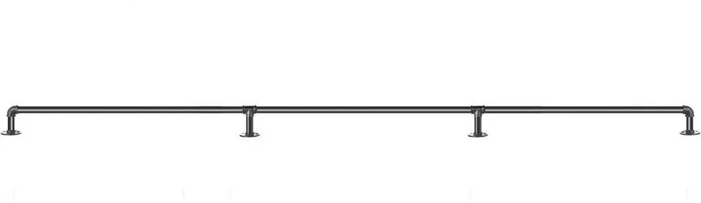 Vamzdinis turėklas laiptams 3.3 m, 200 kg, juodas plienas, industrinis stilius, vidaus/lauko, laiptų porankis, metalinis turėklas