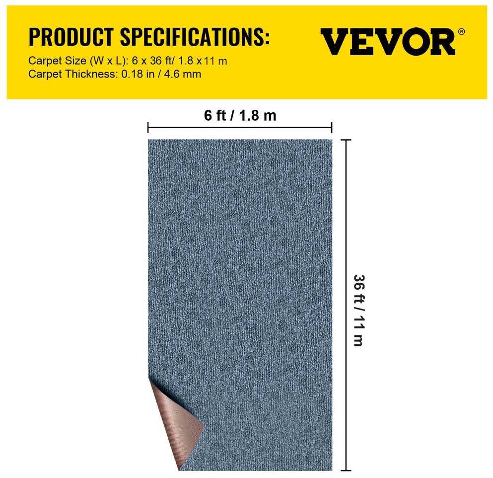 VEVOR Vidaus ir lauko kilimas 1,8x11m su guminiu pagrindu