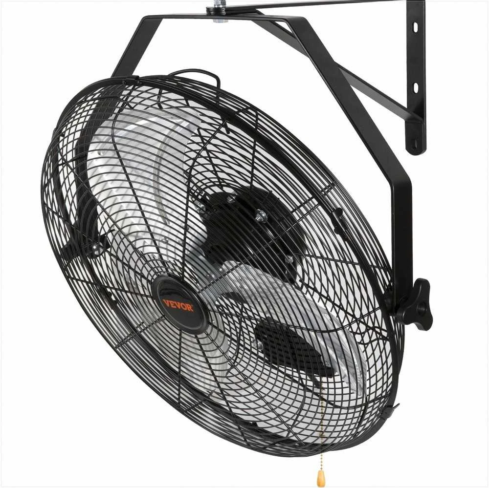 Vandeniui atsparus sieninis ventiliatorius, 57cm, 3 greičiai, 4150 CFM, juodas pramoninis lauko ventiliatorius sandėliui, šiltnamiui, dirbtuvėms ir terasai, galingas vėsinimas