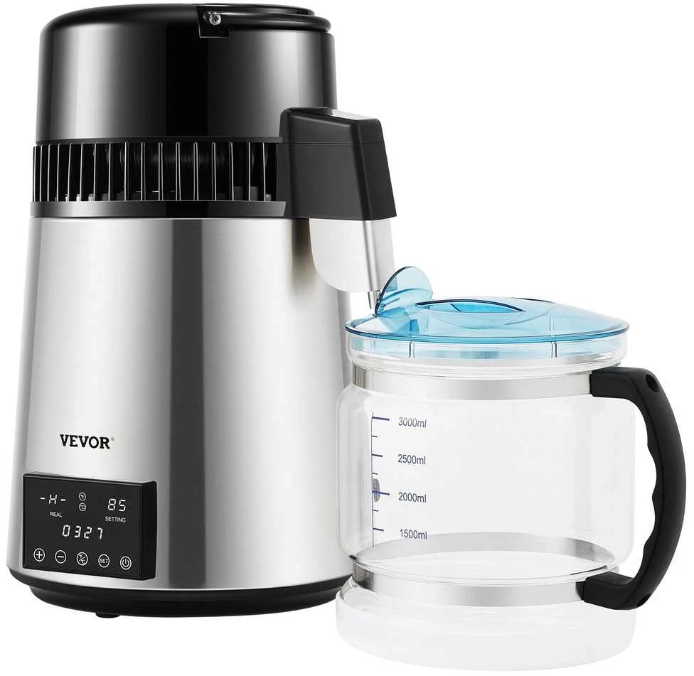 Vandens distiliatorius 1 L/H, su dvigubos temperatūros ekranu, 4L vandens valytuvas