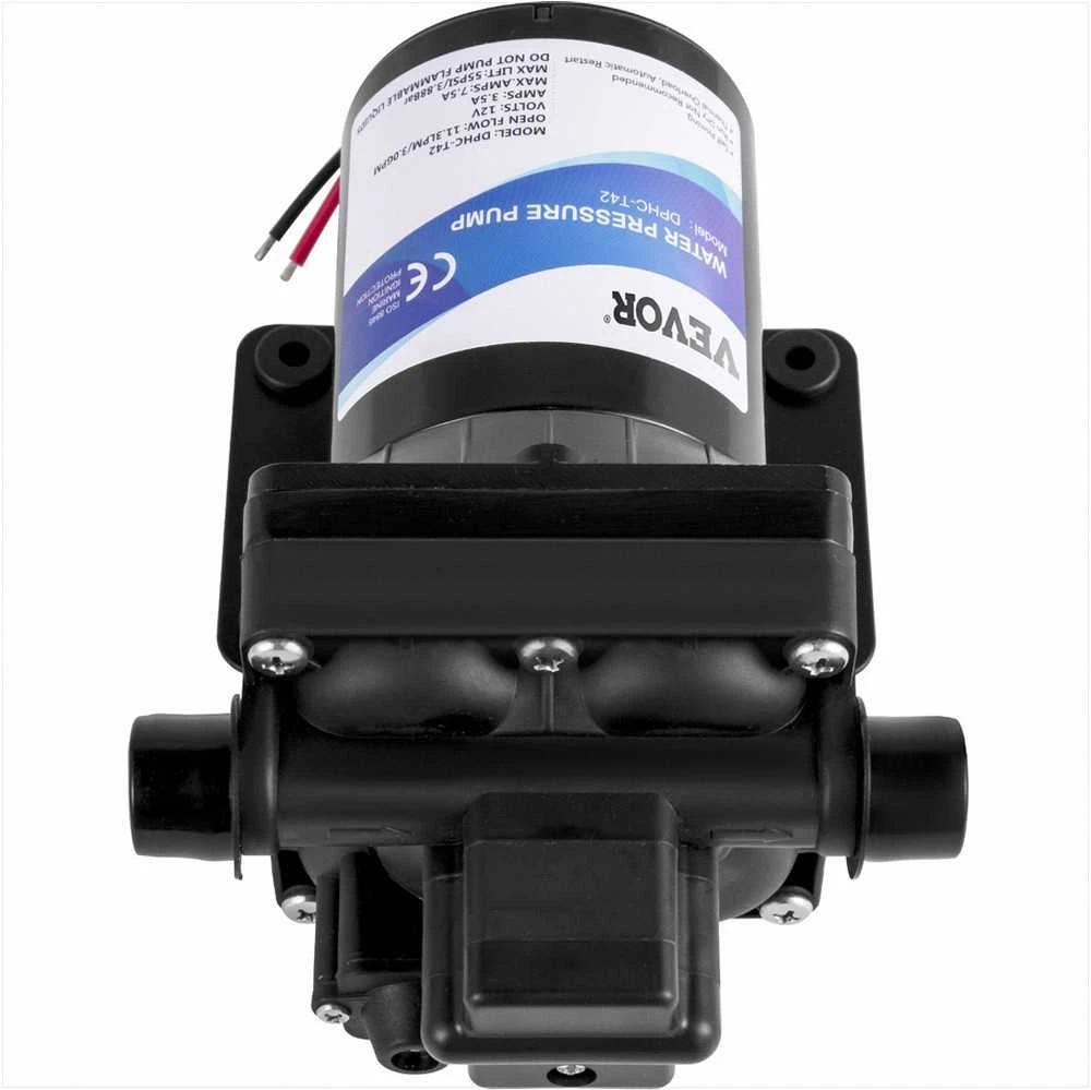 Vandens siurblys 12V, savaime užsipildantis membraninis siurblys kemperiams ir laivams, su slėgio jungikliu ir filtru, 11 L/min srautas, slėginis purkštuvo siurblys nameliui ant ratų