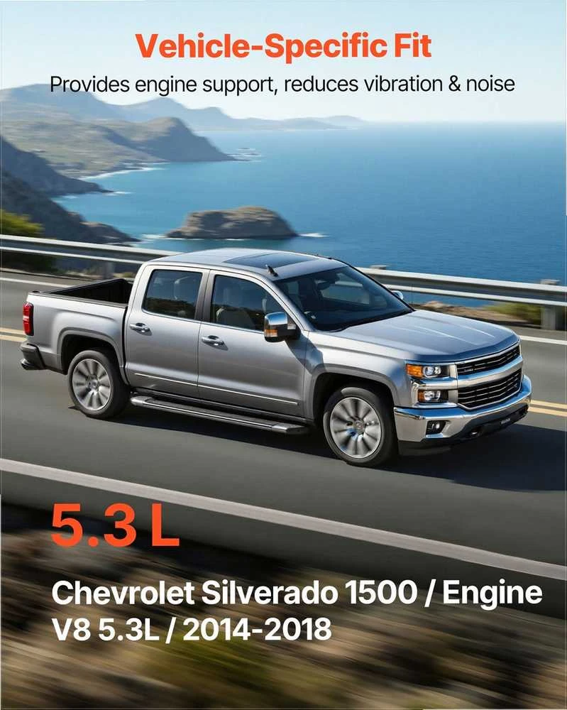 Variklio pagalvių rinkinys 2014–2018 m. Chevrolet Silverado 1500 5.3L V8, 2 priekinių pagalvių komplektas, variklio laikiklių keitimas, vibracijos slopinimas, tvirtinimo detalės