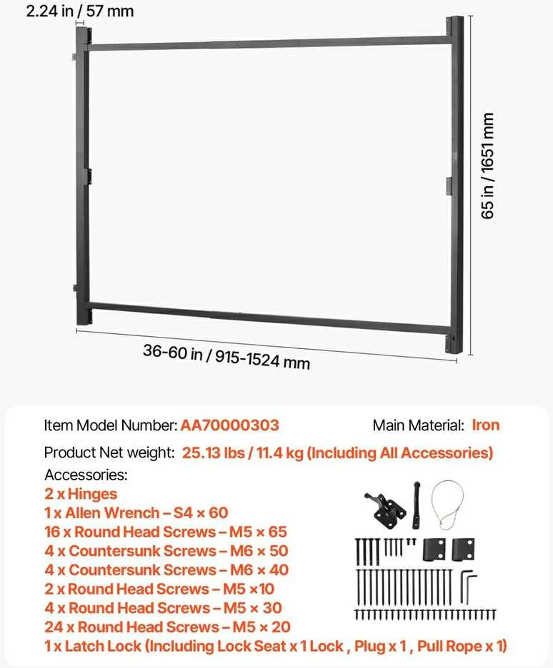 VEVOR Vartų rinkinys 91-152 cm pločio angoms