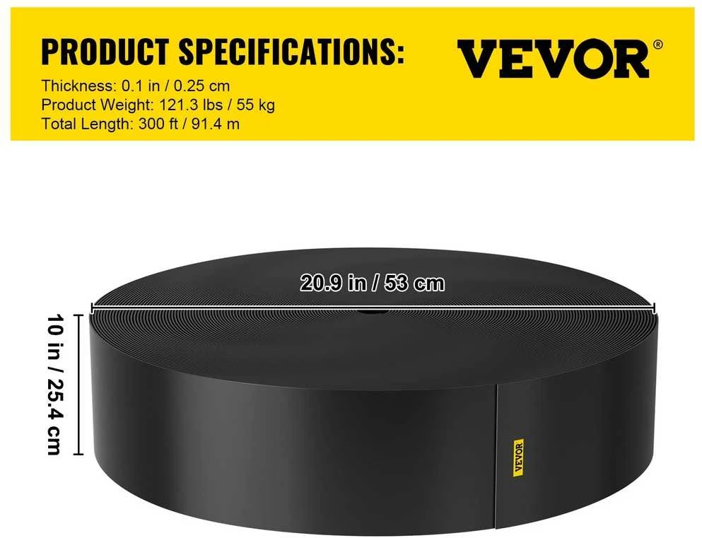 Vejos bortelis 91.4m, 25.4cm gylio, HDPE, lankstus, terasos apvadai, šlaitų sutvirtinimas, vejų apsauga