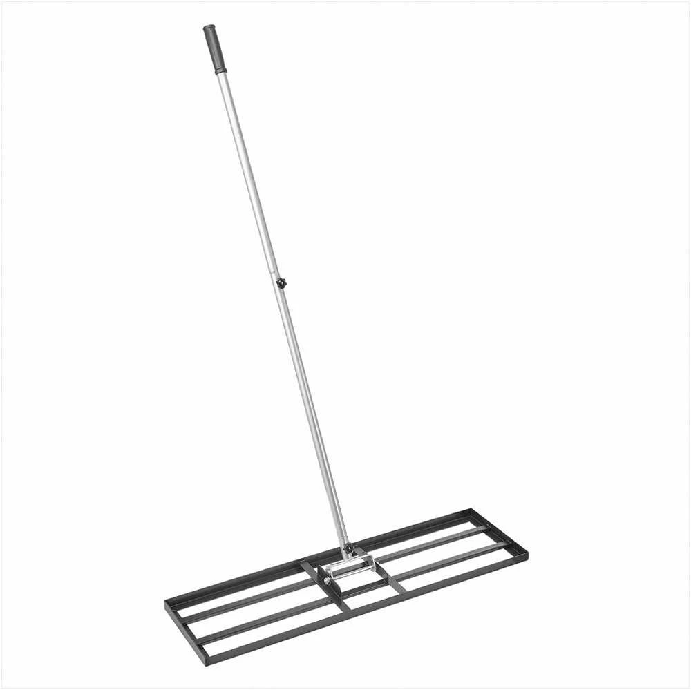 Vejos lyginimo grėblys, reguliuojamas 3 aukščių dirvožemio lygintuvas su 2130 mm rankena, anglinis plienas, sodo ir golfo aikštyno priežiūros įrankis, žemės plokštė vejai lyginti