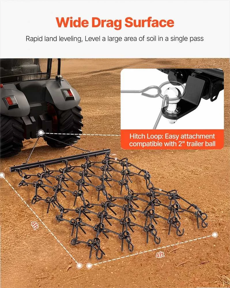 VEVOR Žemės akėčios 4x4 ft krūvos ATV vejapjovė