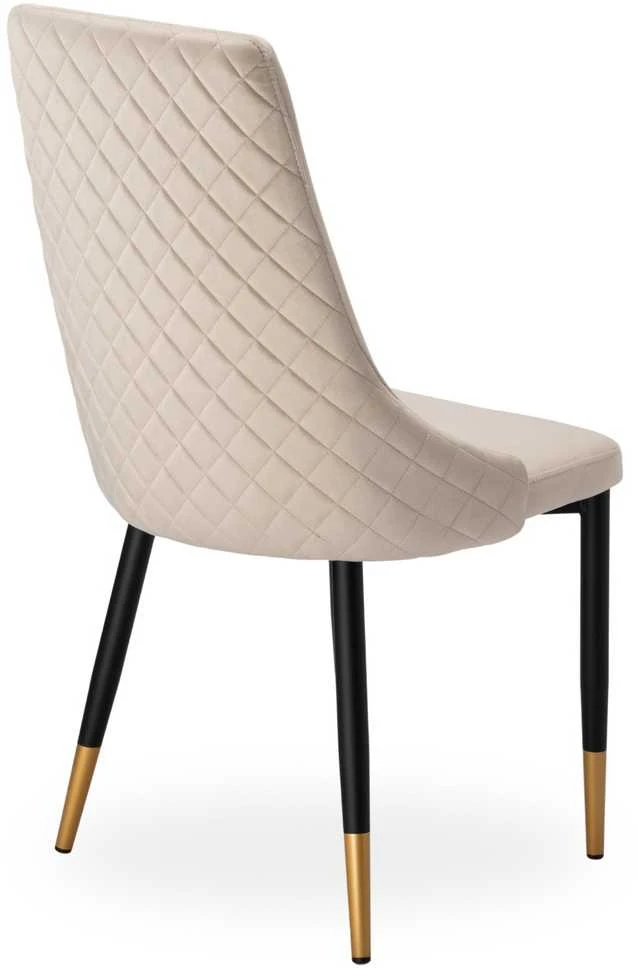 Velvetinis valgomojo kėdė, smėlio spalvos, modernus dizainas, dygsniuota, ergonomiška, patogi virtuvės kėdė su atlošu