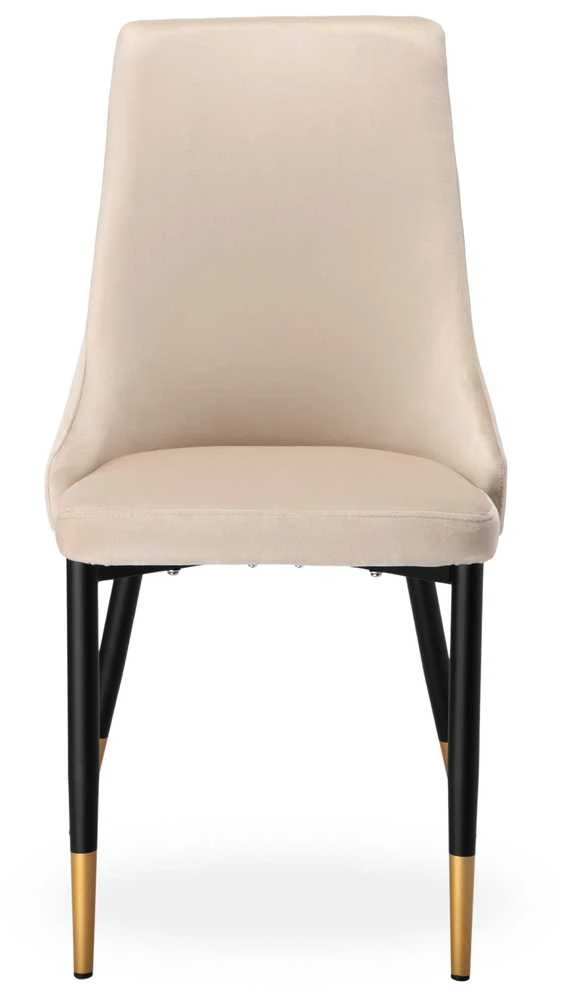 Velvetinis valgomojo kėdė, smėlio spalvos, modernus dizainas, dygsniuota, ergonomiška, patogi virtuvės kėdė su atlošu